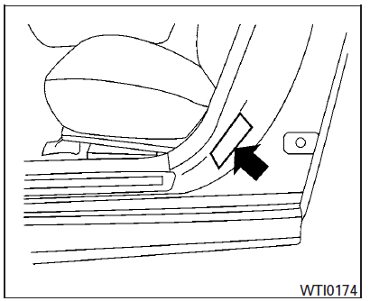 Nissan Maxima. Tire and loading information label