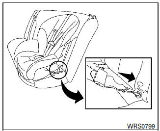 Nissan Maxima. Forward-facing webbing-mounted - step 2