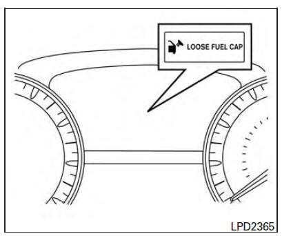 Nissan Maxima. Loose fuel cap warning