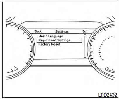 Nissan Maxima. Memory Storage Function (Key-Link) 