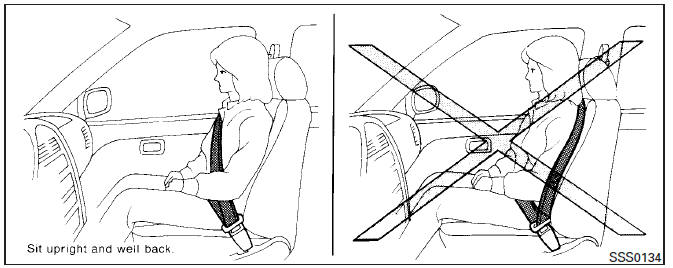 Nissan Maxima. Precautions on seat belt usage