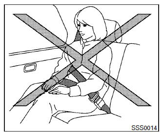 Nissan Maxima. Precautions on seat belt usage