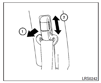 Nissan Maxima. Shoulder belt height adjustment (front seats)