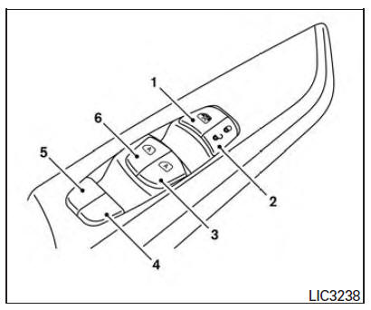 Nissan Maxima. Driver's side power window switch