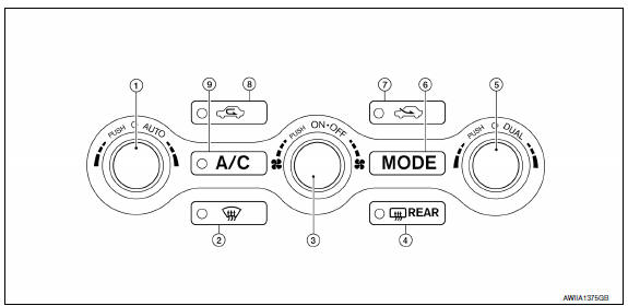 Nissan Maxima. A/C and AV Switch Assembly