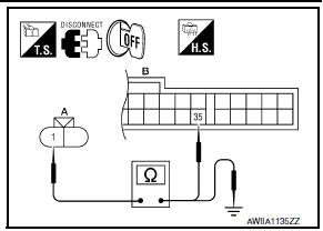 Nissan Maxima. CHECK CONTINUITY BETWEEN AMBIENT SENSOR AND A/C AUTO AMP.