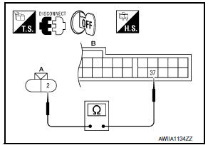 Nissan Maxima. CHECK CONTINUITY BETWEEN AMBIENT SENSOR AND A/C AUTO AMP.