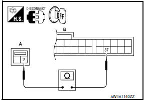 Nissan Maxima. CHECK CONTINUITY BETWEEN SUNLOAD SENSOR AND A/C AUTO AMP.