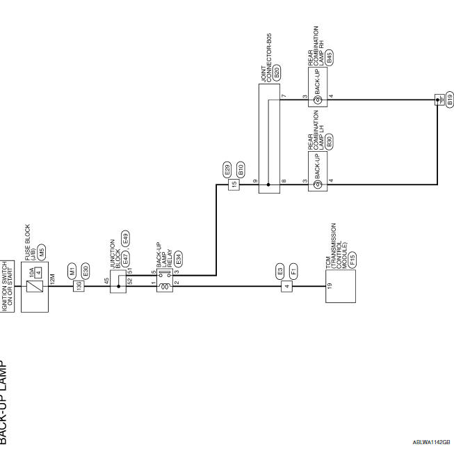 Nissan Maxima. BACK-UP LAMP