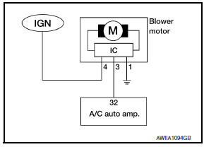 Nissan Maxima. Blower Motor Circuit