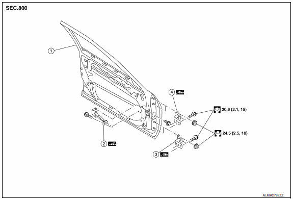 Nissan Maxima. FRONT DOOR : Exploded View