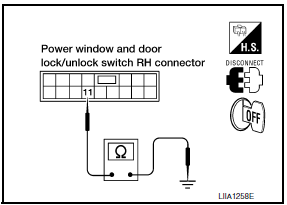 Nissan Maxima. CHECK POWER WINDOW SWITCH GROUND