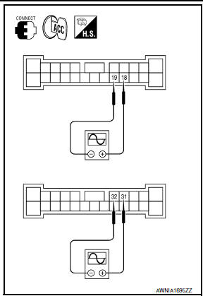 Nissan Maxima. FRONT DOOR SPEAKER SIGNAL CHECK