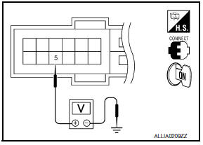 Nissan Maxima. CHECK FRONT WIPER MOTOR (HI) OUTPUT VOLTAGE