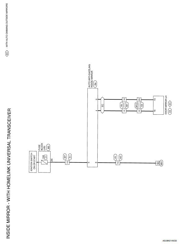 Nissan Maxima. Wiring Diagram - With Homelink Universal Transceiver