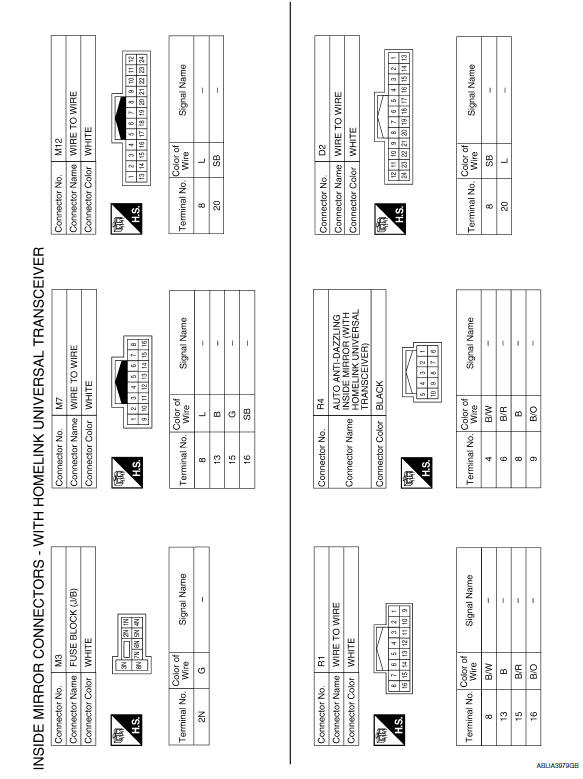 Nissan Maxima. Wiring Diagram - With Homelink Universal Transceiver