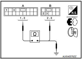 Nissan Maxima. CHECK HARNESS CONTINUITY (REAR POWER WINDOW SWITCH LH)