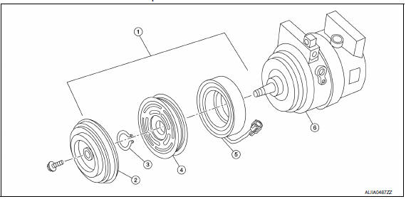 Nissan Maxima. Removal and Installation for Compressor Clutch