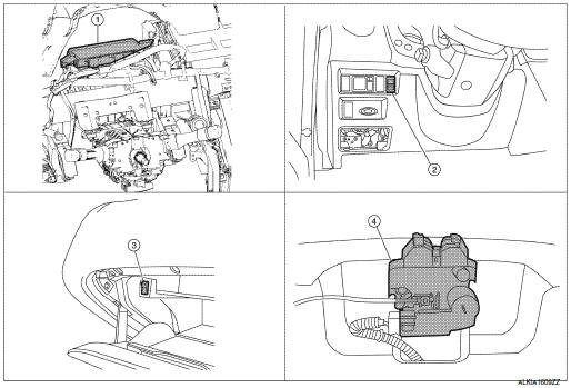 Nissan Maxima. TRUNK LID OPENER SWITCH : Component Parts Location