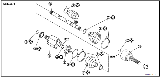 Nissan Maxima. Disassembly and Assembly (LH)