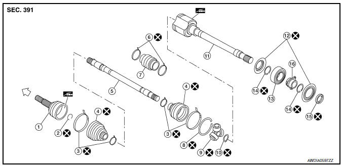 Nissan Maxima. Disassembly and Assembly (RH)