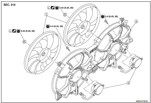 Nissan Maxima. Disassembly and Assembly of Cooling Fan