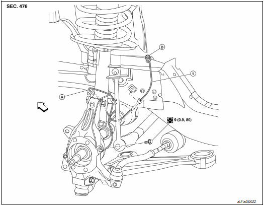 Nissan Maxima. Exploded View - Front Wheel Sensor