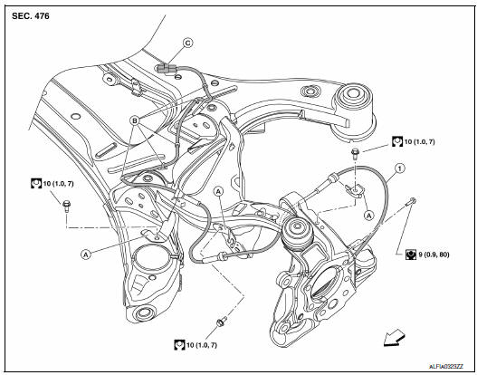 Nissan Maxima. Exploded View - Rear Wheel Sensor