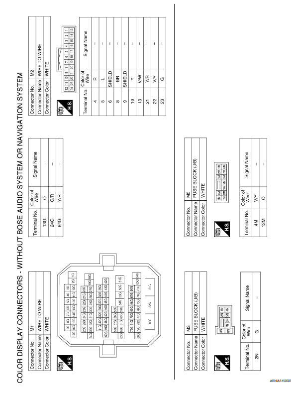 Nissan Maxima. Wiring Diagram - Without BOSE Audio System Without Navigation System