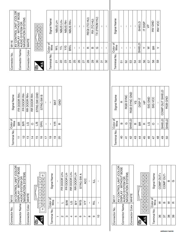 Nissan Maxima. Wiring Diagram - Without BOSE Audio System Without Navigation System