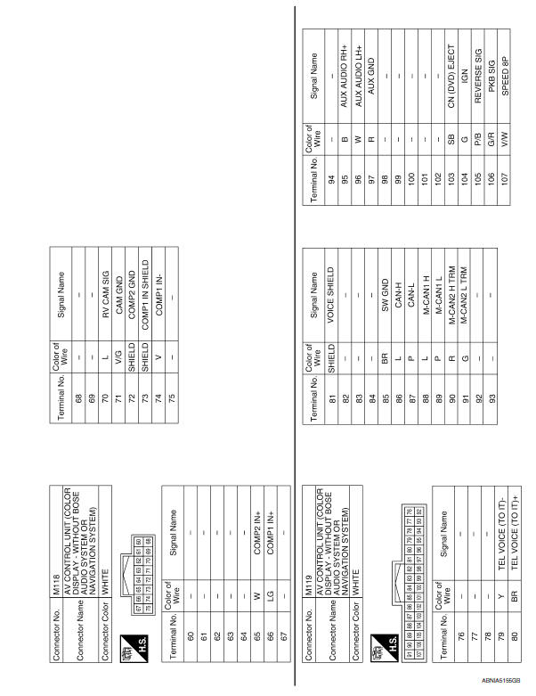 Nissan Maxima. Wiring Diagram - Without BOSE Audio System Without Navigation System