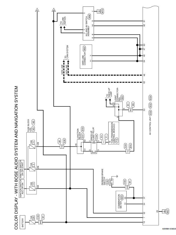 Nissan Maxima. Wiring Diagram - With BOSE audio system With Navigation System