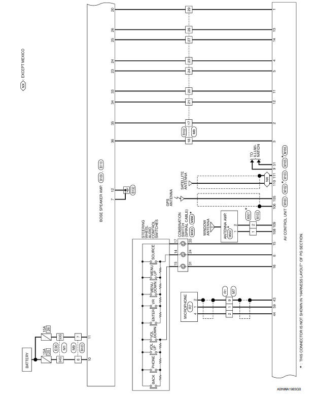 Nissan Maxima. Wiring Diagram - With BOSE audio system With Navigation System