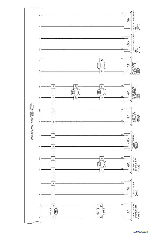 Nissan Maxima. Wiring Diagram - With BOSE audio system With Navigation System